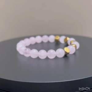 CW Manila - 0SIRIS Stretch Bracelet - 8mm Rose Quartz with Truncated Spacers - Charm Bracelet
