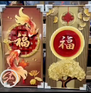 pajangan dinding LED porselain painting oriental 5d ukuran 60x120 wall decor