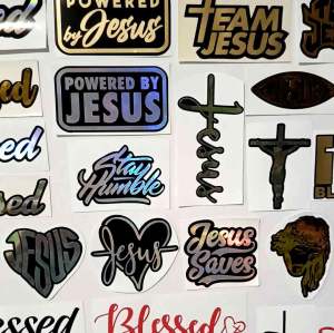 Rosary Sticker Decal in Silver Gold & Hologram