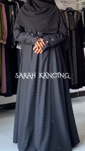 SARAH KANCING ABAYA-Gamis Hitam Basic Forzaleta Embos Wolfis by Asy-Syakira Fashion