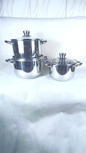 Calypso Panci 3 Set Stainless Steel Tutup Kaca Soup Pot Set 18cm 20cm dan 22cm