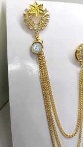 Bros Pin Rantai Jas Rumbai Desain Bintang Love Mahkota Permata Pria dan Wanita / Bros Janggan