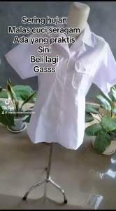 SERAGAM DINAS PUTIH JUMBO CEWEK LENGAN PENDEK KRAH REBAH