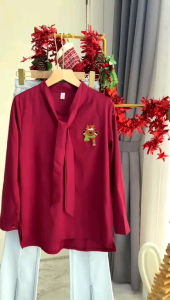 ●ECLAIRE● 043 Blouse Leher Pita Longsleeves Natal Christmas Xmas Premium 8102