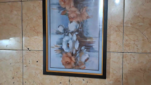 Hiasan dinding cetak gambar lukisan bunga peony plus bingkai uk 100x50cm
