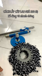 [Cây lau cao cấp] Cây lau nhà tự vắt thông minh 360 độ inox chất lượng không rỉ chắc chắn tiện lợichổi lau nhà mâm nhựa/ inox
