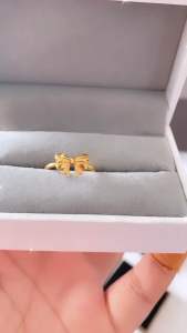 Cincin Wanita Titanium Pita Panjang Gold CXB122