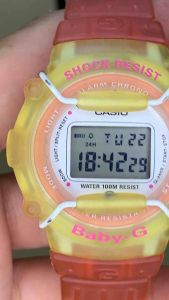 Đồng hồ nam hoặc nữ hiệu Ca.SIO Điện tử BABY G size 415mm có báo thứcChronographđèn sángdây đeo plastic zin chuẩn hãng chống nước tốt lên đến 10BAR