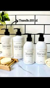 PREMIUM - Botol Refill Isi Ulang Sabun Mandi Cair 250 ml Mini Putih Hitam