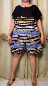 XL TO 2XL KALEA TERNO CHALLIS CONTINOUS SLEEVE SHORT WITH 1 SIDE POCKET