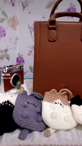 Cat Pouch Bag Charm - Crochet