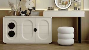 Bàn trang điểm Bàn làm việc kèm tủ đựng đồ cốt gỗ MDF chân bệt đa năng có thể xoay tùy chỉnh OPAL TG-26