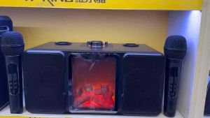 SP600 Karaoke Family KTV Bluetooth Speaker with Flame LED Light 2 Professional Wireless Microphone Portable HIFI Stereo Soundbox