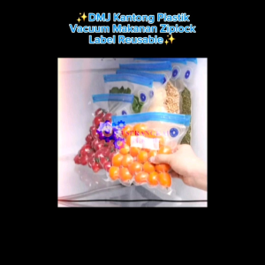 DMJ Kantong Plastik Vacuum Makanan Ziplock Label Reusable 10 PCS 30x34cm - D400