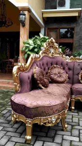 KURSI SOFA TAMU SUDUT MAHKOTA KURSI TAMU L KAYU JATI UKIR MEWAH BERKUALITAS