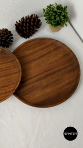 H313. Acacia Wood Round Wooden Plate