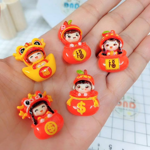 新年款树脂配件 福 自制奶油胶手机壳发夹咕卡钥匙扣车挂笔盒洞洞鞋冰箱贴耳环 手工饰品材料 CNY Cream Glue Charm Toy Diy Phone Case Hairclip 3D Sticker Handmade Art Craft diy Decoration Keychain DC1191