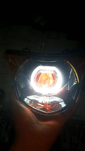 Reflektor Lampu Depan Jupiter MX old Coustom Hitam Oranye Set Biled 25 Pnp Sudah Terpasang Fullset Kualitas Terbaik
