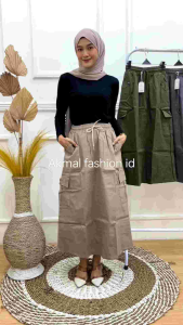 Rok Kargo Wanita Panjang - Rok Chinos Stretch