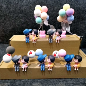 Sweet Couple Toy Cartoon with Balloons Dashboard Decor Car Interior Decoration Accessories
