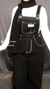 NEW OVERALL JUMPSUIT JEANS KOREAN STYLE CELANA LEBAR // JUMSUIT WANITA JUMBO OVERSIZE