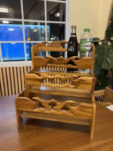 ชั้นวางเครื่องปรุง ชั้นวางซอส ชั้นไม้ใส่ขวด 3 ชั้น