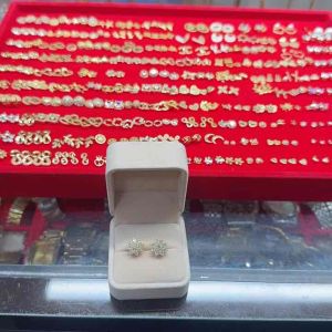 Stud Earrings with Russian Stone