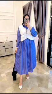 Midi Katun Salur Mit Knite Impor: Ukuran Fleksibel untuk BB 40-70 Kg