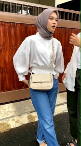 Tas Bahu ENJI C22 Hitam Cream Ivory