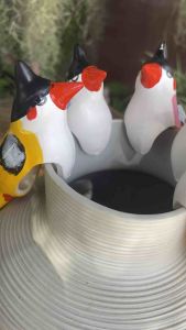 นกเกาะเซรามิคหัวจุก(คละสี)