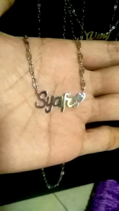 kalung nama sendiri pakai motip love viral titanium anti karat anti alergi cocok buat sehari-sehari