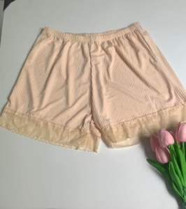 Quần đùi nữ mặc trong phòng Quần ngắn thun cotton viền ren co dãn mặc nhà