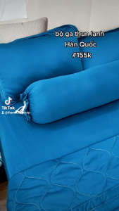 Bộ chăn ga thun HÀN QUỐC màu xanh cổ vịt