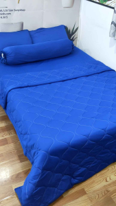 bộ ga thun Hàn Quốc mịn mát máu xanh bích