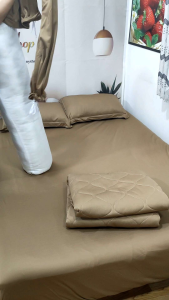 Ga thun HÀN QUỐC Mịn mát màu nâu caphe grap giường