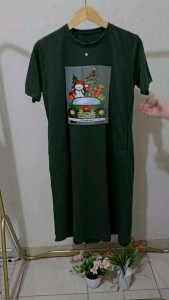Dress Wanita Lengan Pendek Edisi Natal Dan Tahun Baru 2025 Ukuran L XL Dan XXL