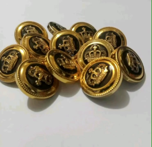 [COD]Isi 12 pcs Kancing jasko / Kancing Epoxy / Kancing Jas blazer - Motif Mahkota kuning Emas