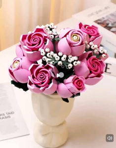 🎁🔥 520 Hot Gifts🌹Red and Pink Rose Bouquet Building Blocks 💥 A bouquet that never fades 💖