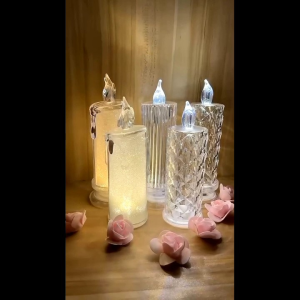 Crystal Rose lightNight LightLED Crystal Table Lamp Refraction Glowing Candle Light Flameless Romantic Crystal Candles Lamp Valentines Day Event