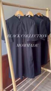 Mommade-เดรสให้นมสีดำ ชุดให้นม Black Bow Dress