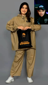 Setelan Jas Hujan RAYENZ Untuk Pria Wanita bahan PVC Tebal