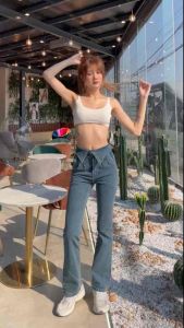 กางเกงยีนส์ Punny Jeans ทรงบอยแต่งขาด แนวๆ