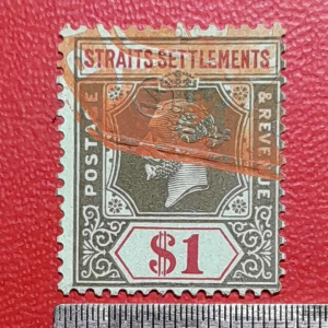 Koleksi Prangko kuno Straits settlements klasik $1 King George 1914 USED