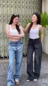 กางเกงยีนส์ทรงกระบอกลิซ่า ไม่ยืด ยาว 42 เป้า 13 นิ้ว