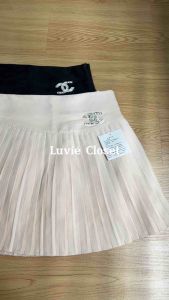 Chân Váy Tennis Xếp Ly Gắn Logo Dáng Ngắn Chữ A Váy Ngắn Nữ Lưng Siêu Cao Phong Cách Hàn Quốc Luviecloset