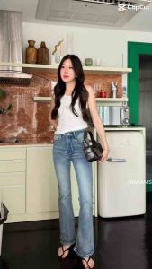 JIRANAN กางเกงยีนส์ขาม้า ทรงbasic ผ้ายืดได้เยอะ ผ้าทอแน่น ทรงสวย code 1268