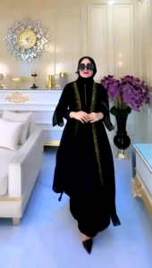 PROMO ABAYA COD!!! Empat Saudara-Gamis Abaya Turkey/ Abaya Arab Hitam Turkey Hikmah Mix Jersey Mote Swarosky Turkey Model FULL PAYET 1991 Terbaru