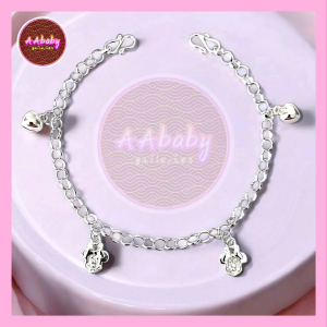 🌈AAbaby Galleries AA427 Original Baby Silver Anklet Bracelet Minnie Mouse & Love Bells Rantai Kaki/Tangan/Gelang Kaki Bayi/Kanak