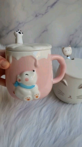 Cute Cat Gift Box Mug | Birthday Gift for Girls | Coffee mug Tea Cup Ceramic Cup | Mug with Spoon and Lid | Hadiah Hari Jadi | Farewell Gift for Colleagues | Gift box