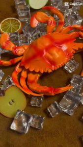 ปูปลอม วัสดุผลิตจากยาง ตกไม่แตก ขนาดตัวปูกว้าง 8.2ซม. ยาว 10 ซม.